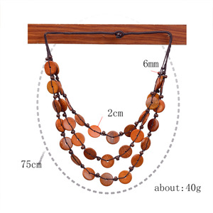 Bohemia Multi-layer short Buttons wood coin charm necklace Beaded Coconut shell necklace beach <strong>jewelry</strong> - Product Image 3