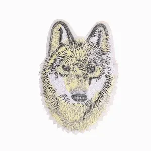 Animal Embroidery Clothing Backpack Shoe Accessories Back Glue Exquisite Wolf Head Cloth Stickers