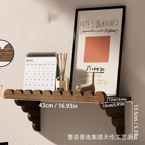 Modern minimalist style wooden storage <b>rack</b> for home living room, wall-mounted decorative <b>shelf</b>, in stock, lace-trimmed solid - Product Image 2
