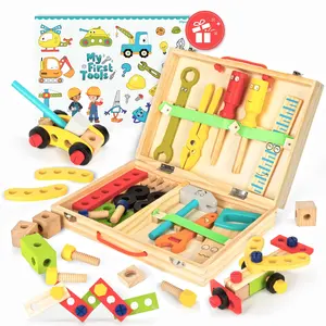 Bán buôn bằng gỗ Toddler đồ chơi công cụ bằng gỗ bàn làm việc Đồ chơi giả vờ chơi công cụ xây dựng Kit trẻ em gỗ công cụ đồ chơi