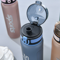 Bouteille d'eau en plastique écologique de 500 ml, étanche, avec marqueur de temps et design motivant pour le fitness, la gym, le camping, la randonnée, avec bouton poussoir