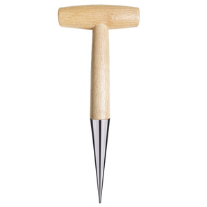 Perforador de jardín en forma de T, herramienta manual de plantación con mango de madera cromado para verduras y semillas - Product Image 5