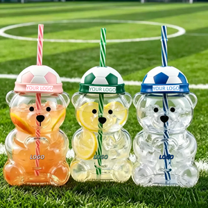 Customized Logo New 2026 Pink Strawberry Teddy Bear Coffee <strong>Cup</strong> 20 oz Teddy Bear Glass Cold Drink <strong>Cup</strong> <strong>with</strong> <strong>Lid</strong> <strong>and</strong> <strong>Straw</strong> - Product Image 2