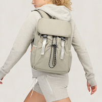 Sac à dos tendance à fermeture éclair, motif géométrique, pour l'école et les voyages, léger, beige, en tissu Oxford, sac de sport grande capacité