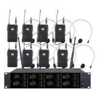 Microphone Casque UHF Professionnel 8 Voies avec Écran LCD, Disponible en OEM, Fréquence 640-690MHz, Portée de Transmission 80M, Réduction du Bruit