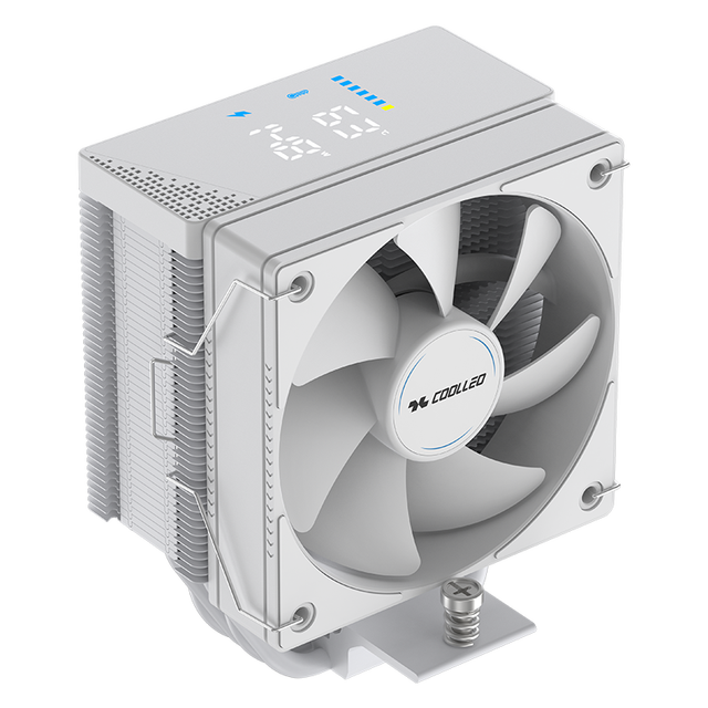 COOLLEO B40S-DIG-WH  Digital Display Radiator Crooked Neck Design for Core I3-i7 Fans Cooling Computer CPU Cooler CPU Air Cooler