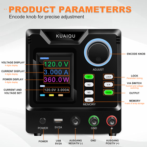 KUAIQU Fuente de Alimentación Conmutada de 120V, 360 V, 3A, 100 W, V, 84V, 60V, CC, Ajustable para Laboratorio, Pantalla de 4 Dígitos, Reparación de Computadora - Product Image 2