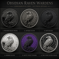 Pièce de monnaie commémorative 3D en relief personnalisée en gros, Pièce de défi gothique en obsidienne Raven Wardens, Cadeau souvenir, Fabrication OEM ODM