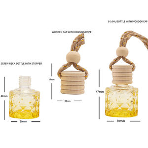 Wholesale Custom Logo 8ml Hanging Perfume <b>Car</b> <b>Diffuser</b> Empty <b>Car</b> Air Freshener Perfume Glass <b>Bottle</b> with Wood Lid - Product Image 6