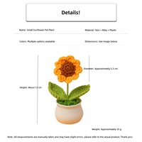 Fleur artificielle tournesol en laine crochetée faite à la main pour décoration de bureau intérieur/extérieur – Idéal pour la Fête des Enseignants