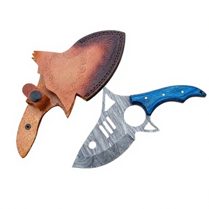Cuchillo de Desollado JEXMOO ENTERPRISES, Hecho a Mano, de Acero de Damasco, con Hoja de 9 Pulgadas, Mango de Madera y Funda de Cuero - Product Image 1