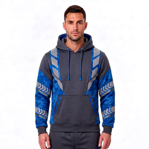 custom <b>reflective</b> safety hoodie men grey royal blue camo tape fleece pullover hooded sweatshirt warm winter road workwear <b>top</b> - Product Image 1