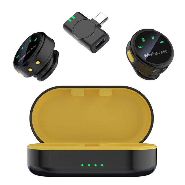 2.4G Light Portable Wireless Button Microphone With Magnetic Attraction Plate Noise Reduction Mic for Lighting to Type-C