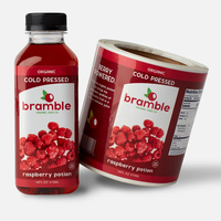 Étiquette personnalisée en rouleau, autocollante, de qualité alimentaire, résistante à l'eau et à l'huile, en BOPP, pour l'emballage de sauces, confitures, jus et bouteilles en verre