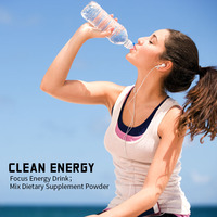 OEM Poudre de complément alimentaire énergétique pour la concentration, à base d'adaptogènes et d'électrolytes, avec caféine, pour l'activation diurne et l'énergie propre, en sachets.