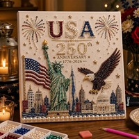Nouvelle Peinture Diamant Perle Plastique USA 250ème Anniversaire Aigle Monument Artisanat Mosaïque Sans Cadre DIY Décoration Murale Artisanale