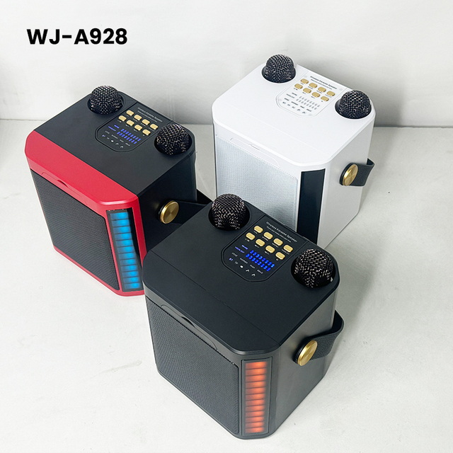 2026 New Portable Bluetooth Karaoke Speaker with Dual Wireless Microphone RGB LED Light for Home Party Outdoor