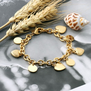 กำไลข้อมือทองคำ 18K ขายส่ง รูปหัวใจและทรงกลม สำหรับสุภาพสตรี - Product Image 2
