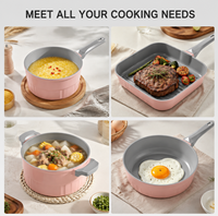 Ensemble de casseroles en alliage d'aluminium moulé sous pression, écologique, 7 pièces, revêtement céramique antiadhésif, design à fond plat, cadeau