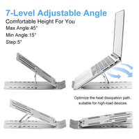 Nouveau Support d'Ordinateur Portable en Alliage d'Aluminium Réglable 7 Niveaux avec Conception Pliable et Rotative Compatible avec les Ordinateurs Portables de 10" à 17.2" pour Bureau