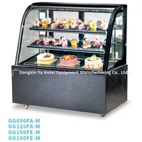 Vitrine Réfrigérée à Gâteaux avec Plaque Frontale en Marbre Naturel Noir, Étagère Réglable, Contrôle de Température et Éclairage LED