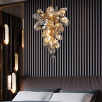 Haute qualité postmoderne luxe lumières hôtel Loft vitreux escaliers lustre décor or verre cristal lampes suspendues