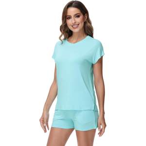 Conjunto de Pijama de Manga Corta para Mujer, Viscosa de Bambú, Top y Pantalones Cortos, Tallas S a XXL - Product Image 1