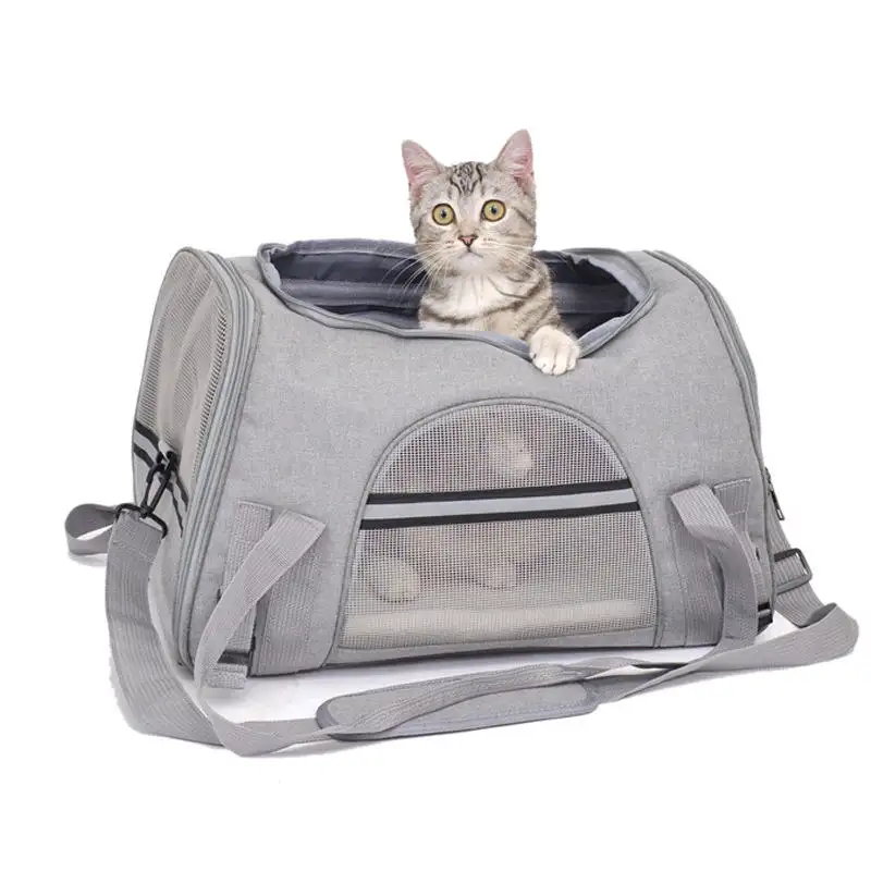 Vente en gros Offre Spéciale extensible réfléchissant sac de transport pour animaux de compagnie pliable portable extérieur voyage chien chat sac