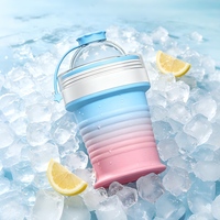 Gobelet à glaçons pliable en silicone de qualité alimentaire, compatible lave-vaisselle, style sportif, portable pour les voyages en plein air et la fabrication de glaçons