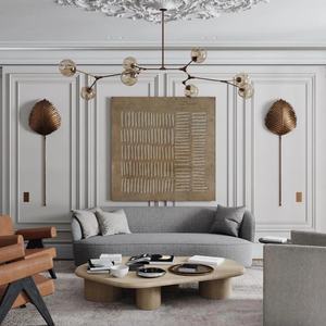 Cuadro Abstracto de Líneas Geométricas Marrones sobre Lienzo, Arte de Pared en Gris-Taupe, Pintura Acrílica para Hogar, Hotel, Galería, Decoración de Interiores - Product Image 2