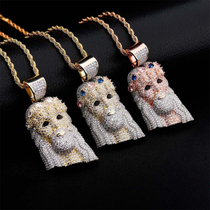 Hip Hop Bling bijoux plaqué or coloré glacé diamant couronne jésus pendentif collier - Product Image 2