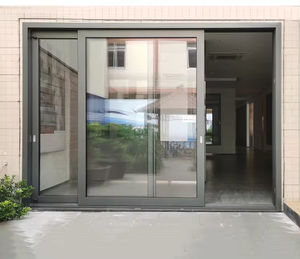 Fiberglas ekran örgü su geçirmez temperli cam bitmiş yüzey ile Modern tasarım alüminyum sürgülü veranda kapısı - Product Image 1