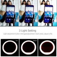 Mini Lampe Annulaire LED Universelle Rechargeable RK12 USB 28 LED pour Téléphone, Contrôle par Bouton, pour Photographie et Selfie