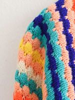 Cardigan de poitrine ouvert doux pour femmes pull tricoté à imprimé floral avec manches lanterne pour l'hiver