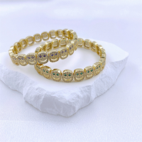 Bracelet pour femme tendance, visage souriant, plaqué or, cuivre, anti-ternissement, zircon complet, brillant, mignon, visage souriant, bijoux