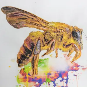 Bordir lebah Logo cetak bordir kualitas tinggi tambalan indah desain hewan teknik baru besi kustom Pada Patch bordir