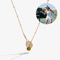 Collar Deportivo de Acero Inoxidable con Colgante de Raqueta de Tenis, Béisbol y Golf, con Circonitas, Joyería Moderna para Mujer
