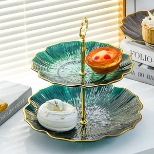 Luxury Fruit Platter 3 Tier Plastic Dessert Stand For Living Room Coffee <b>Table</b> Snack Candy Display New Chinese Style - Product Image 2