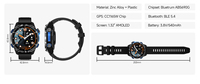 Reloj Inteligente HD350 Pro con GPS y Brújula, Pantalla AMOLED de 1.32 Pulgadas, Resistente al Agua IP68, Reloj Deportivo para Exteriores