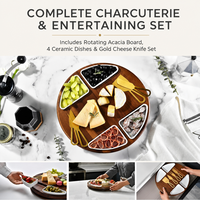 Plateau à fromages Lazy Susan avec base rotative pour servir fromages, charcuterie et apéritifs à la maison et lors des dîners