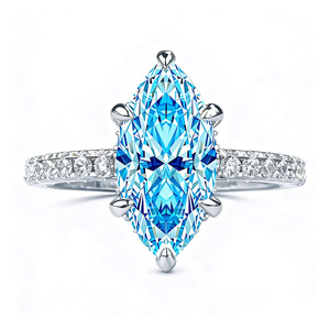 Anello <span class=keywords><strong>in</strong></span> Argento Sterling S925 Placcato Platino ad Alta Lucentezza con Diamante, Design Vintage a Corona, Occhio di Cavallo, Semplice, per Coppia, con Gemma - Product Image 1