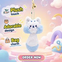 Mini machine à griffes pour peluches, modèles variés, animaux en peluche miniatures, porte-clés en peluche en gros, décoration chat avec grande queue