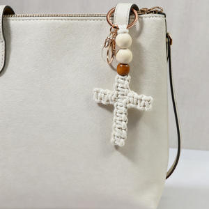 <span class=keywords><strong>Porte</strong></span>-clés en <span class=keywords><strong>macramé</strong></span> en forme de croix, <span class=keywords><strong>porte</strong></span>-clés Jésus, accessoires de voiture chrétiens, <span class=keywords><strong>porte</strong></span>-clés en croix douce fait à la main, décoration bohème pour femmes et hommes, cadeaux - Product Image 2