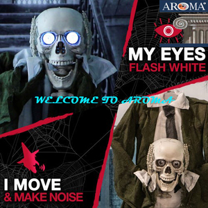 Decorazione <span class=keywords><strong>di</strong></span> <span class=keywords><strong>Halloween</strong></span>: Scheletro Animatronico Verde <span class=keywords><strong>da</strong></span> Appendere con Occhi Luminosi e Bocca Parlante, Accessorio per Feste, 3 Batterie AAA - Product Image 2