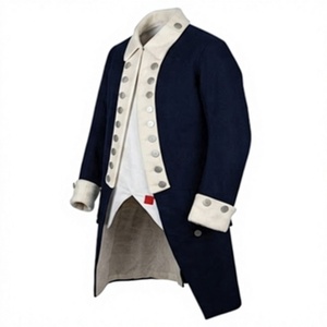 Historical Men's Frock Coat Colonial <b>Tailcoat</b> Button Front Long Jacket Vintage Costume Uniform - Product Image 3