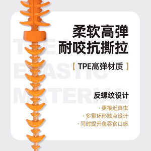 Señuelo de pesca artificial Aohu Reverse Spiral Needle Tail Soft Bait Bass Lure de 12 cm, color naranja, para pesca con señuelos. - Product Image 4