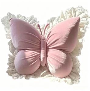 Coussin en forme de papillon en dentelle princesse Kawaii, coussin de soutien lombaire doux et moelleux, coussin décoratif pour salon et chambre à coucher - Product Image 1