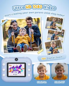 Mini imprimante pour enfants, appareil photo instantané M8 avec papier d'impression sécurisé, design antichoc et autocollants créatifs DIY - Product Image 4