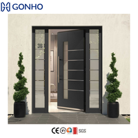 Portes et fenêtres extérieures modernes en aluminium et verre, portes françaises battantes simples/doubles à charnières intérieures