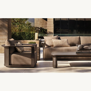 Tavolino da Caffè Rettangolare RH Lagos in Alluminio, Struttura in Alluminio Bronzo Scuro, Tavolino da Esterno Moderno e Minimalista - Product Image 1